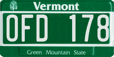VT license plate OFD178