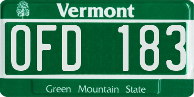VT license plate OFD183