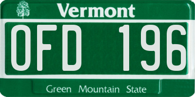 VT license plate OFD196