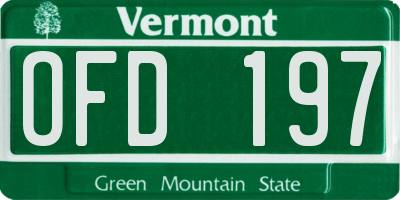 VT license plate OFD197