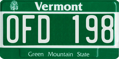 VT license plate OFD198