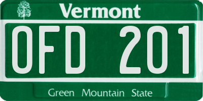 VT license plate OFD201