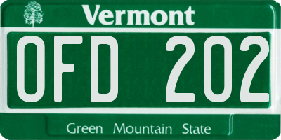 VT license plate OFD202
