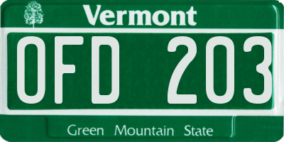 VT license plate OFD203