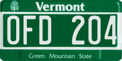 VT license plate OFD204