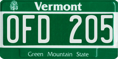 VT license plate OFD205