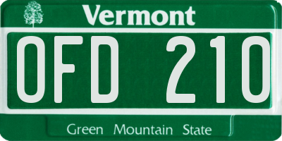 VT license plate OFD210