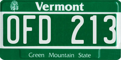 VT license plate OFD213