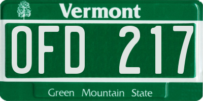 VT license plate OFD217