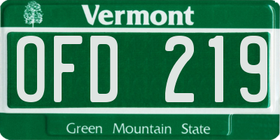 VT license plate OFD219