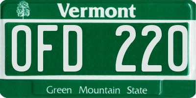 VT license plate OFD220
