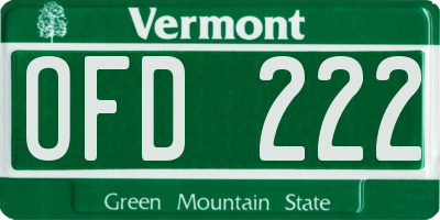VT license plate OFD222