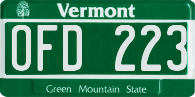 VT license plate OFD223