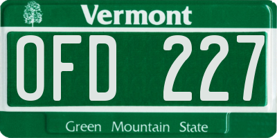 VT license plate OFD227