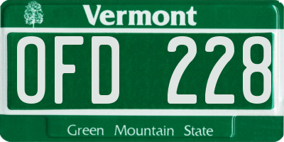 VT license plate OFD228