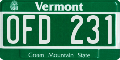 VT license plate OFD231