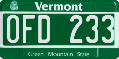 VT license plate OFD233