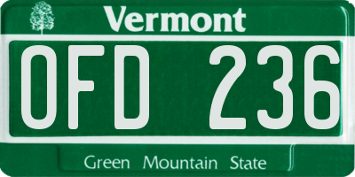 VT license plate OFD236