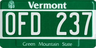 VT license plate OFD237