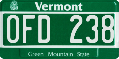 VT license plate OFD238