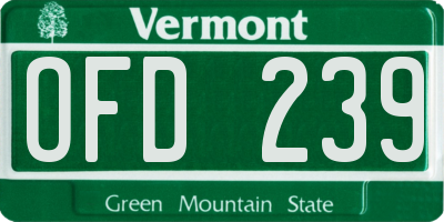 VT license plate OFD239