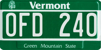 VT license plate OFD240
