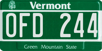 VT license plate OFD244