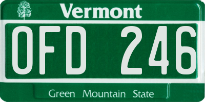 VT license plate OFD246