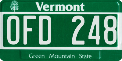 VT license plate OFD248