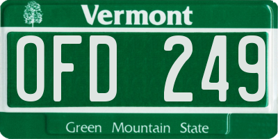 VT license plate OFD249