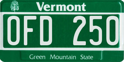VT license plate OFD250