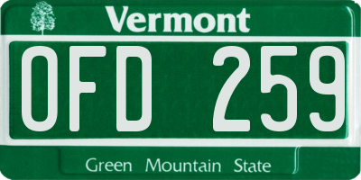 VT license plate OFD259