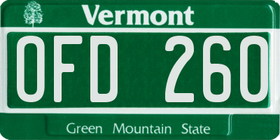 VT license plate OFD260