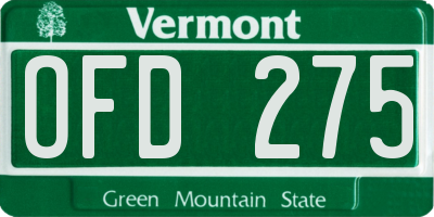 VT license plate OFD275