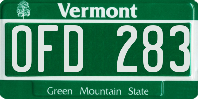 VT license plate OFD283