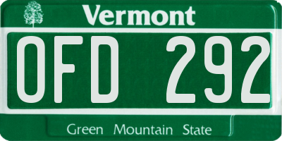 VT license plate OFD292