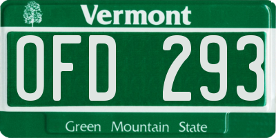 VT license plate OFD293