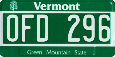 VT license plate OFD296