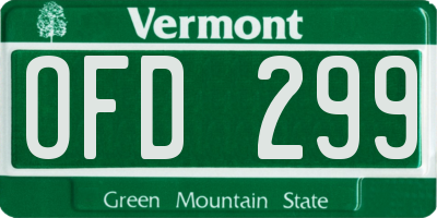 VT license plate OFD299