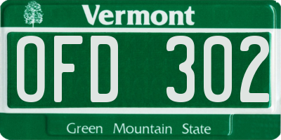 VT license plate OFD302