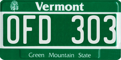 VT license plate OFD303