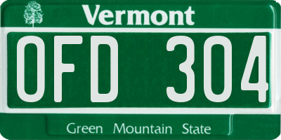 VT license plate OFD304