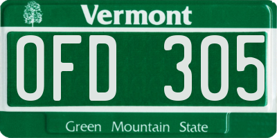 VT license plate OFD305