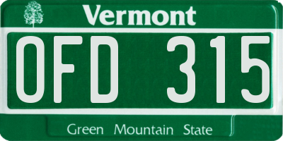 VT license plate OFD315