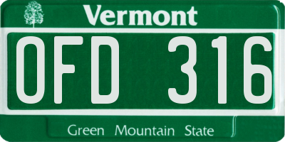 VT license plate OFD316
