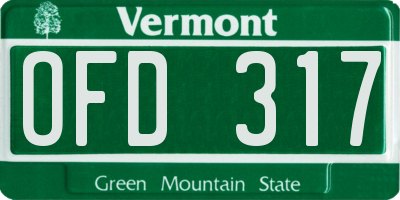 VT license plate OFD317