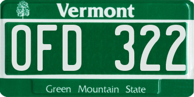 VT license plate OFD322