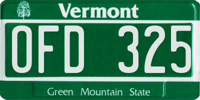 VT license plate OFD325