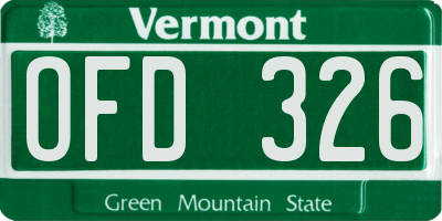 VT license plate OFD326