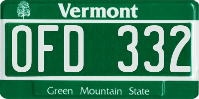 VT license plate OFD332